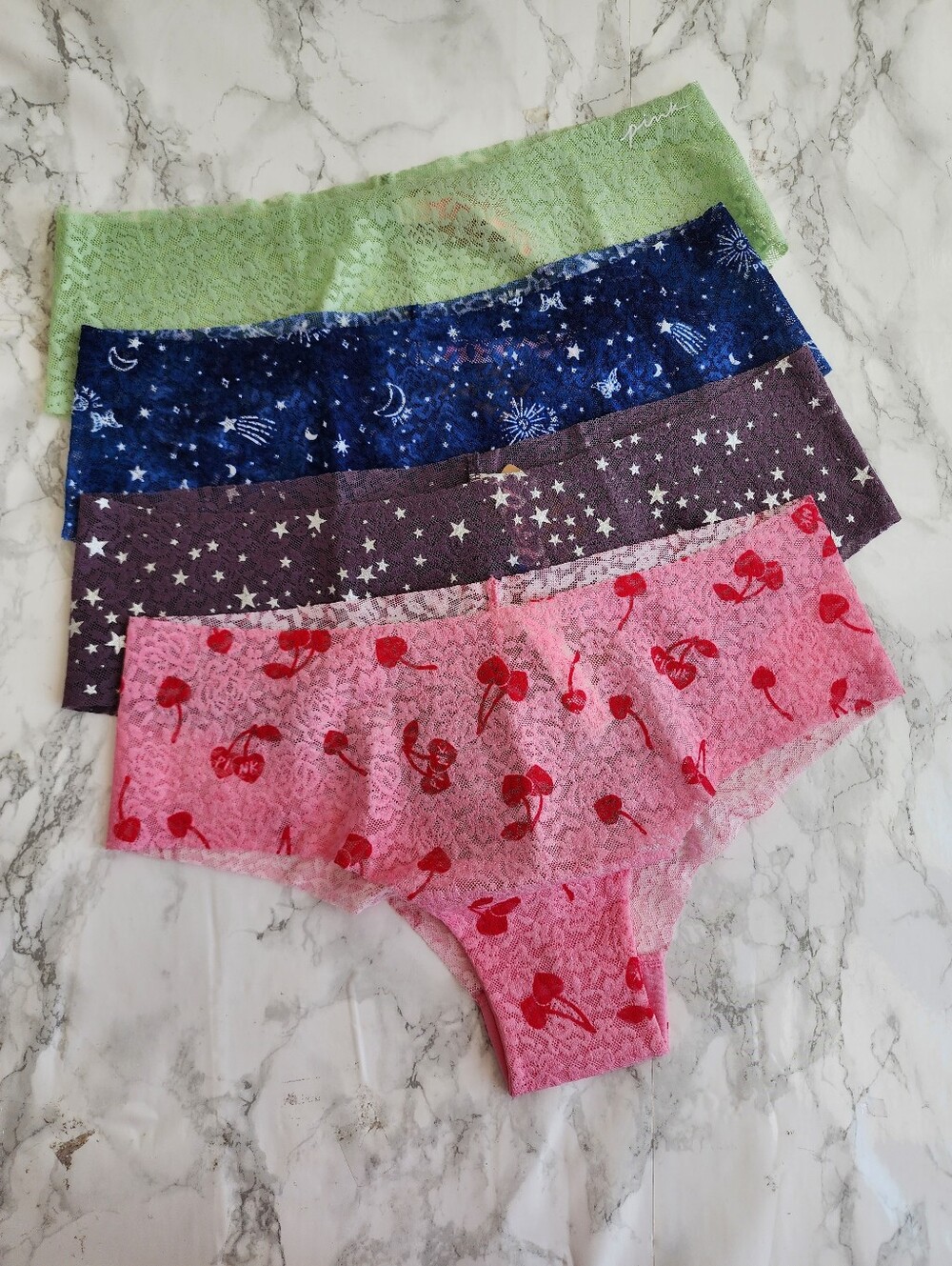 Victoria's Secret PINK Lace Cheekster 4 Pack Panties L NWT